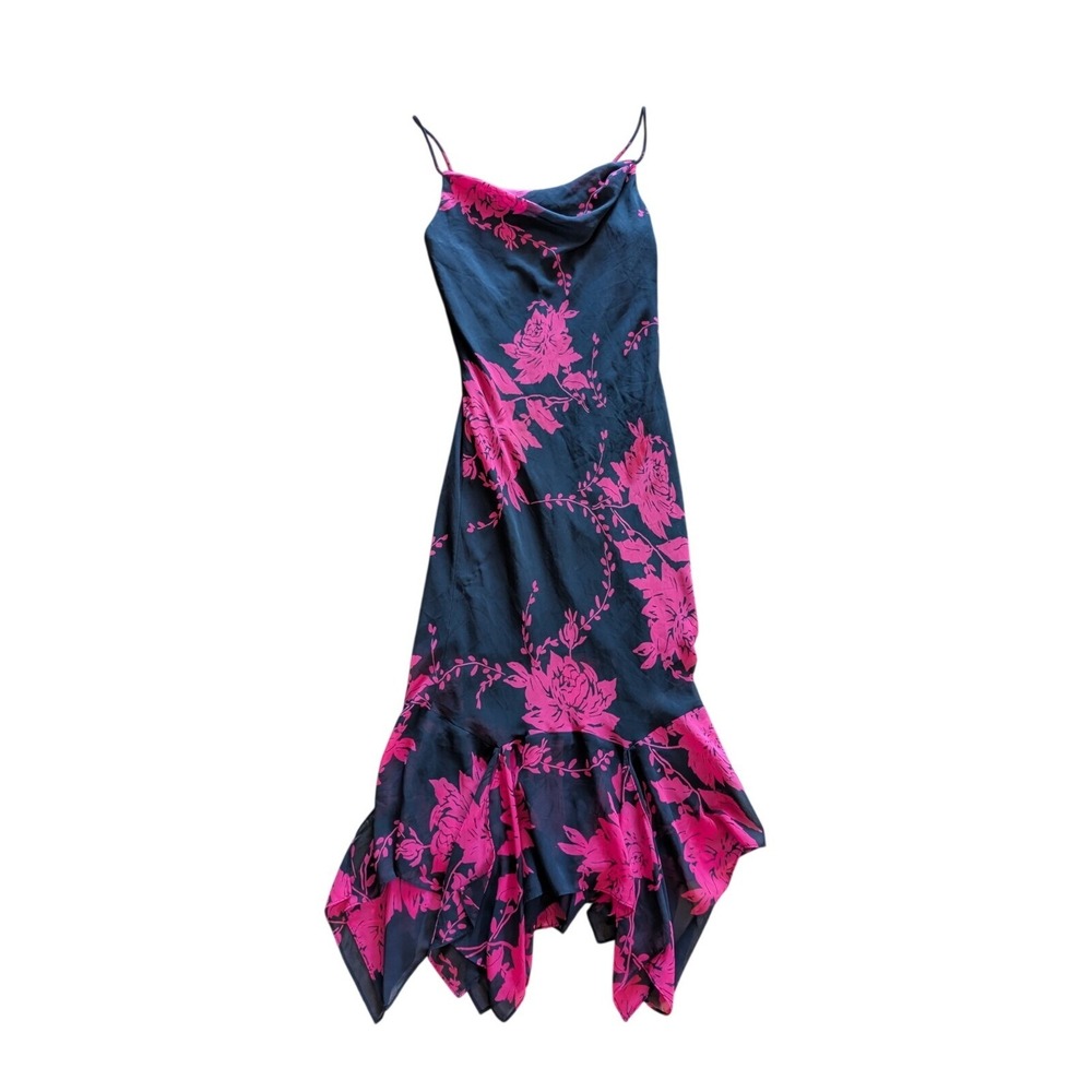 Vintage Y2K Women's Sheena Cowl Neck Maxi‎ Dress Size L 90s Romantic Dark